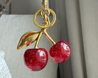 Rote Kirsche Glitzer Taschenanhänger / Schlüsselanhänger Handtaschen Dekoration Luxus Accessoires