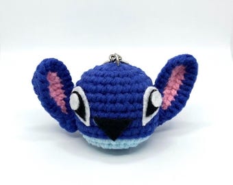 Chaveiro com pingente de ponto de crochê | Acessório para bolsa Lilo & Stitch