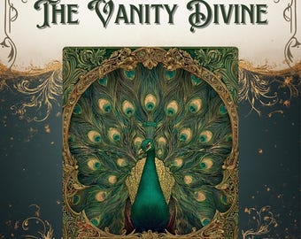 The Vanity Divine Art Nouveau Peacock Bookplate Set Personalized Ex Libris Labels Elegant Victorian Library Gold and Emerald Green Design