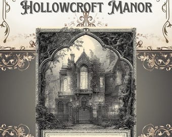 Hollowcroft Manor Gothic Haunted House Bookplate Set Personalized Ex Libris Labels Victorian Library Dark Academia Art