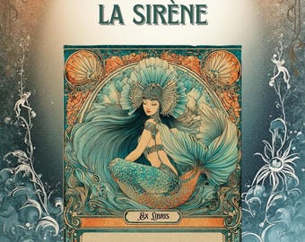 La Sirène Art Nouveau Mermaid Bookplate Set Ex Libris Labels Art Deco Design Vintage Reading Gift 3x4