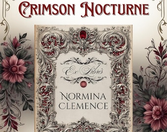 Crimson Nocturne Gothic Bookplate Set Personalized Vintage Library Ex Libris Book Labels Baroque Red Silver Dark Romantic Bookworm Gift
