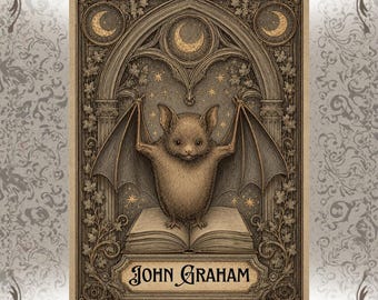 Bat Bookplates Personalized Ex Libris Labels Set of 24 Gothic Book Lover Gift Custom Library Bookplates Cute Bat Stationery