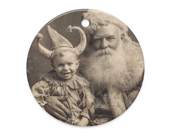 Vintage Victorian Gothic Creepy Jester Child Christmas Ornament