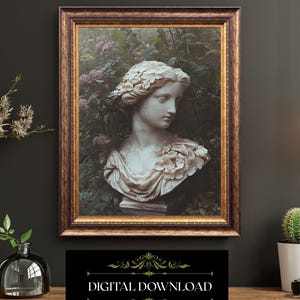 Classical Forest Goddess Bust Gothic Botanical Wall Art Digital Download