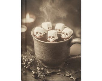Vintage Victorian Gothic Skull Marshmallow Hot Cocoa Christmas Notebook