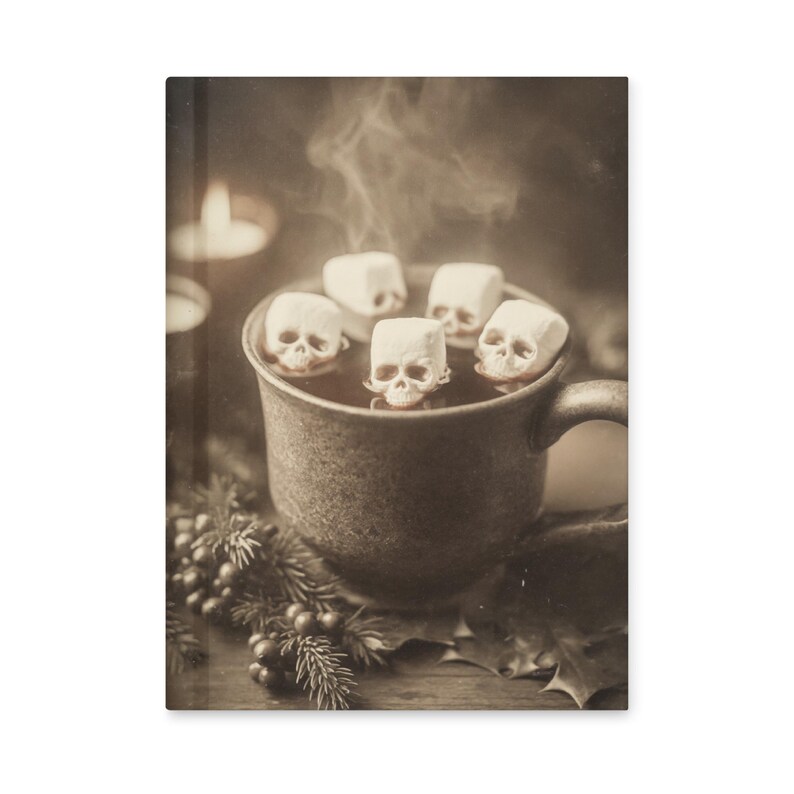 Vintage Victorian Gothic Skull Marshmallow Hot Cocoa Christmas Notebook