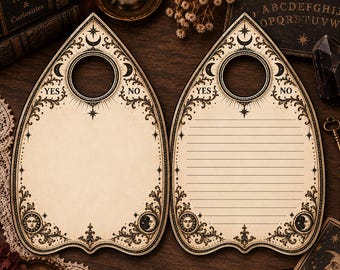 Planchette Shaped Stationery Victorian Gothic Ouija Writing Paper Lined or Unlined Celestial Occult Letter Set