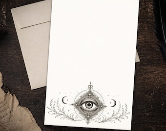 Evil Eye Stationery Set 5.5 x 8.5 Letter Writing Paper Mystical Occult Notes with Envelopes