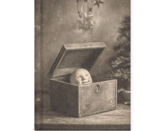 Vintage Victorian Doll Head Box Christmas Gothic Notebook Dark Holiday Journal