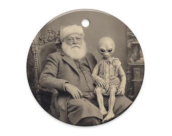 Vintage Victorian Gothic Santa Alien Child Christmas Ornament