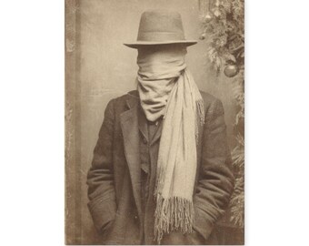 Vintage Victorian Faceless Man Wrapped Face Gothic Notebook Dark Surreal Creepy Journal