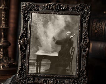 Victorian Ectoplasm Manifestation Gothic Spirit Medium Paranormal Vintage Photography Art Print  Wall Decor