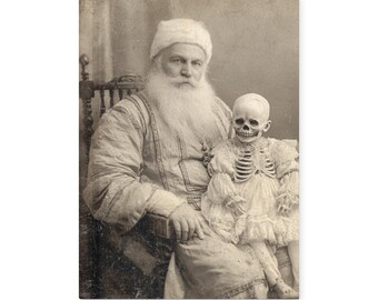 Vintage Victorian Santa Skeleton Child Gothic Notebook Dark Christmas Creepy Journal