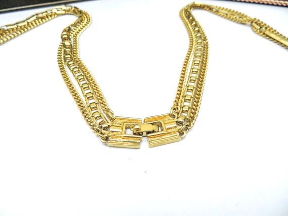 Vintage Signed Monet Layered Gold Tone Long Chain… - image 2
