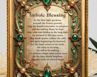 Imbolc Blessing Pagan Poem Print Wiccan Prayer Brigid Inspired Wall Art Witch Hearth Renewal Decor 8x10 4x5