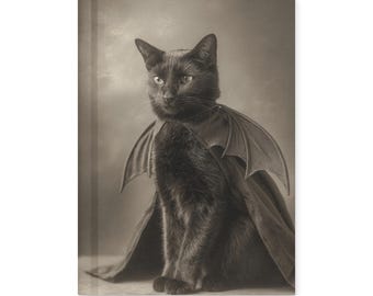 Vintage Victorian Black Cat Bat Wings Notebook Gothic Halloween Journal