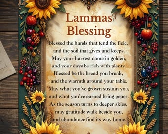 Lammas Blessing Lughnasadh Pagan Greeting Card Wiccan First Harvest Blank Card