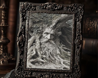 Green Man Tree Spirit Print Woodland Mythology Wall Art Gothic Nature Pagan Decor