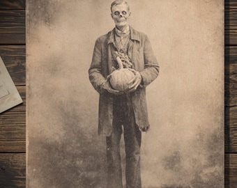 Vintage Zombie Halloween Card Creepy Antique Gothic Horror Greeting