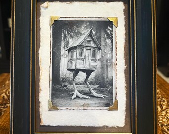 Baba Yaga Folklore Walking House Framed Art Gothic Victorian Wall Decor