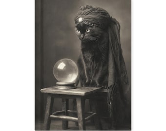 Black Cat Fortune Teller Notebook Victorian Crystal Ball Journal