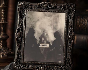 Victorian Seance Spirit Circle Gothic Paranormal Sepia Occult Witch Art Print  Wall Decor