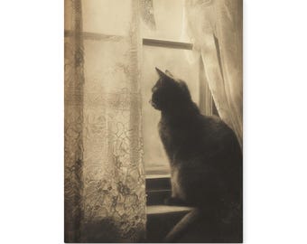 Vintage Victorian Black Cat Window Notebook Gothic Journal