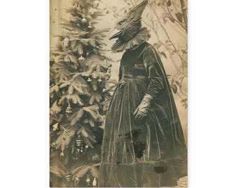 Vintage Victorian Bird Mask Woman Christmas Gothic Notebook Dark Holiday Journal