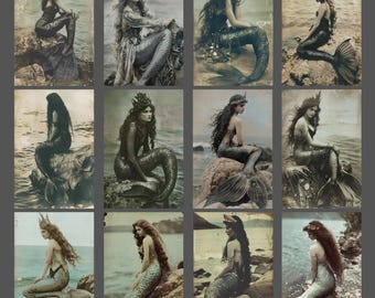 Victorian Mermaid Notecard Set of 12 Gothic Stationery Vintage Greetings
