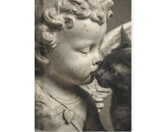 Vintage Angel Statue Black Cat Gothic Romantic Journal Notebook