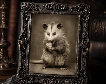 Gothic Possum With Heart Dark Valentine Antique Style Creepy Animal Art Print  Macabre Romantic Wall Decor