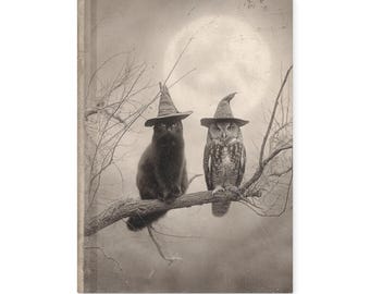 Vintage Victorian Black Cat Owl Notebook Witch Gothic Journal