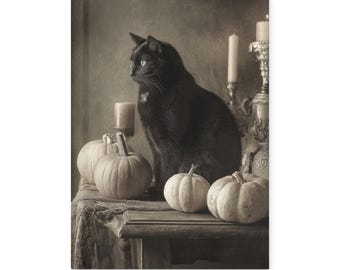 Vintage Victorian Black Cat Pumpkin Candle Notebook Gothic Halloween Journal
