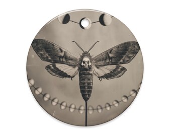 Death Head Moth Ornament Lunar Phase Gothic Specimen Occult Decor