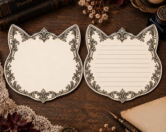 Cat Shaped Stationery Victorian Gothic Writing Paper Lined or Unlined Dark Academia Letter Set