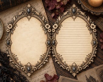 Victorian Mourning Frame Shaped Stationery Gothic Vintage Letter Writing Paper Lined or Unlined