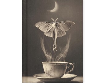 Vintage Victorian Gothic Moth Tea Cup Moon Notebook