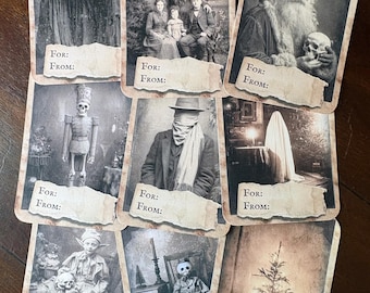 Vintage Victorian Gothic Christmas Gift Tags Set of 9 Creepy Holiday Tags Dark Academia Macabre Christmas Decor
