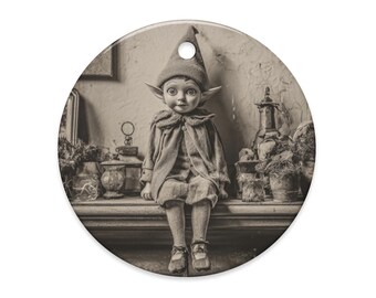 Victorian Gothic Christmas Ornament Creepy Shelf Elf Antique Holiday Decor