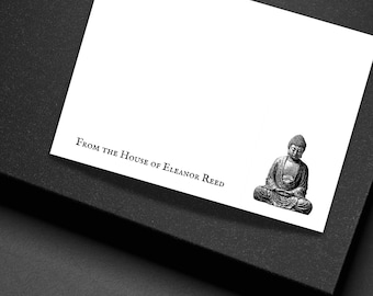 Personalized Buddha Note Cards Gothic Victorian Stationery Set Custom Flat Cards with Envelopes