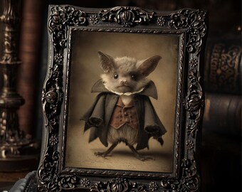 Victorian Bat Vampire Costume Halloween Print Gothic Antique Style Photography Wall Art