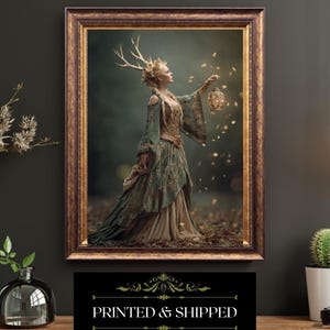 November Goddess Print Pagan Autumn Wiccan Wall Art Forest Fantasy Decor
