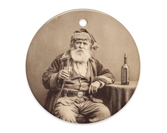 Vintage Victorian Drunk Santa Ornament Creepy Christmas Decor