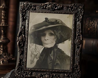 Vintage Victorian Mourning Witch Widow Gothic Portrait Wall Art Print Creepy Antique Sepia Macabre Oddities Home Decor  Print