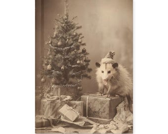 Creepy Opossum Christmas Notebook Vintage Holiday Journal
