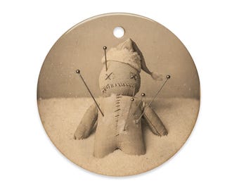 Vintage Voodoo Doll Christmas Ornament Creepy Gothic Holiday Decor
