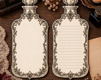 Potion Bottle Shaped Stationery Victorian Gothic Apothecary Writing Paper Lined or Unlined Witchy Magic Letter Set