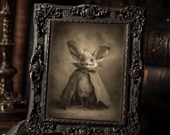 Victorian Bat Vampire Costume Halloween Print Gothic Antique Style Photography Wall Art