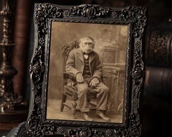 Victorian Monkey Portrait Print Funny Antique Animal Wall Art